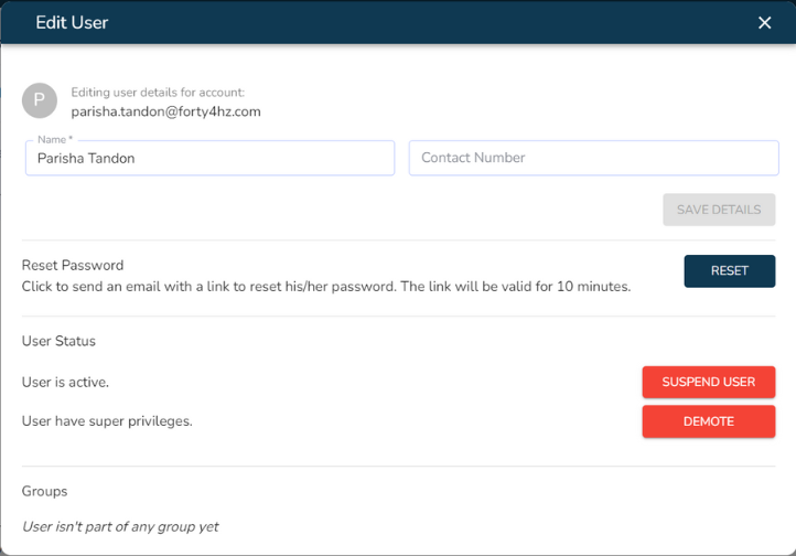 Edit User Box